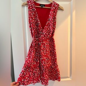 Cute red patterned wrap dress, worn once